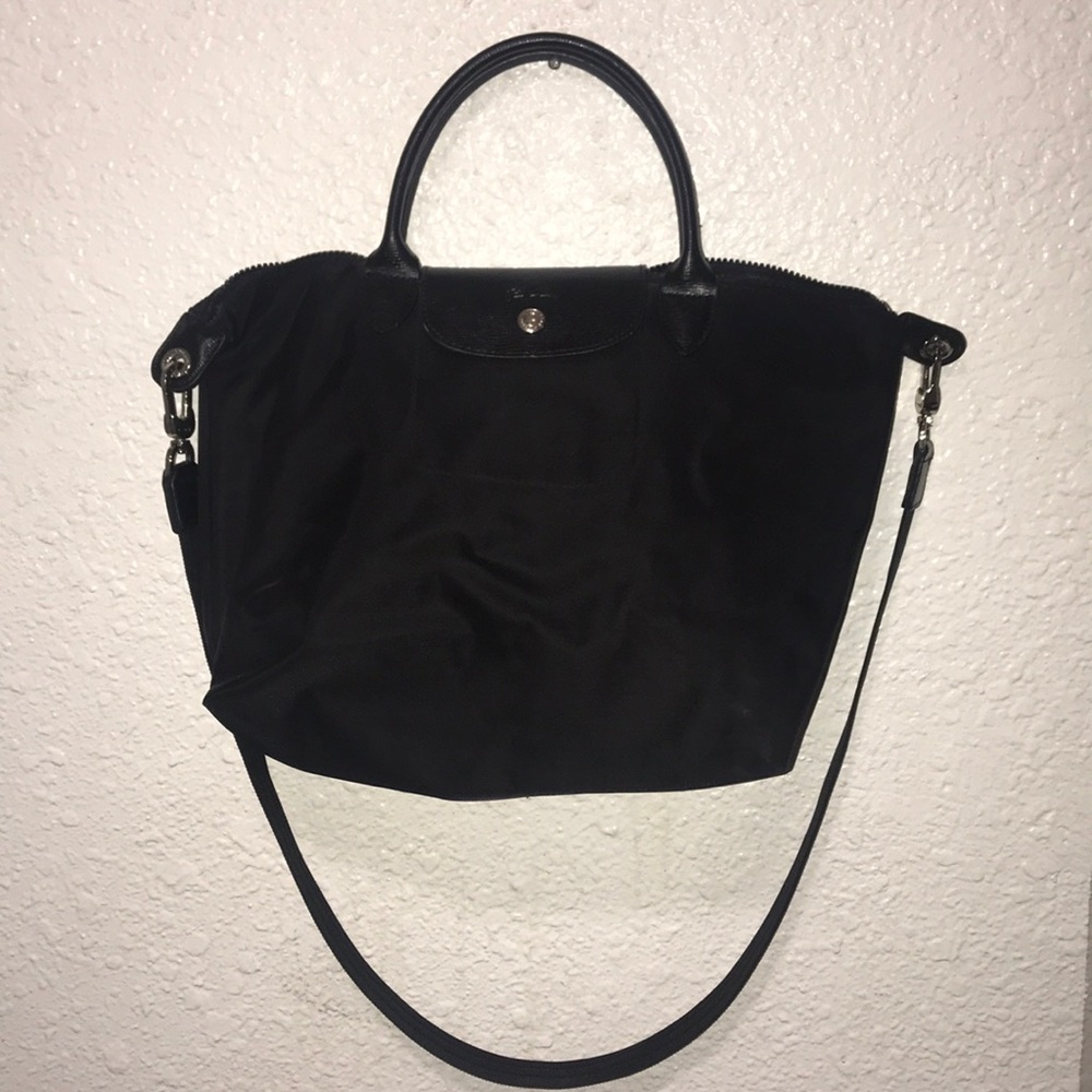 Long Champ leather and nylon tote bag